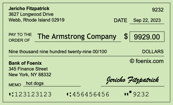 How to write a check for $9,929