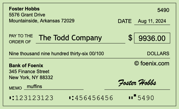 How to write a check for $9,936