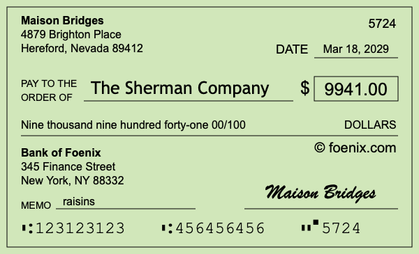 How to write a check for $9,941