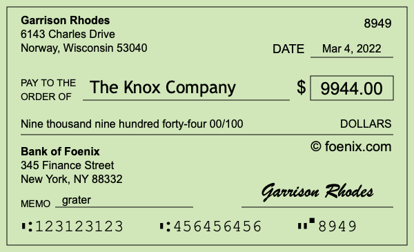 How to write a check for $9,944