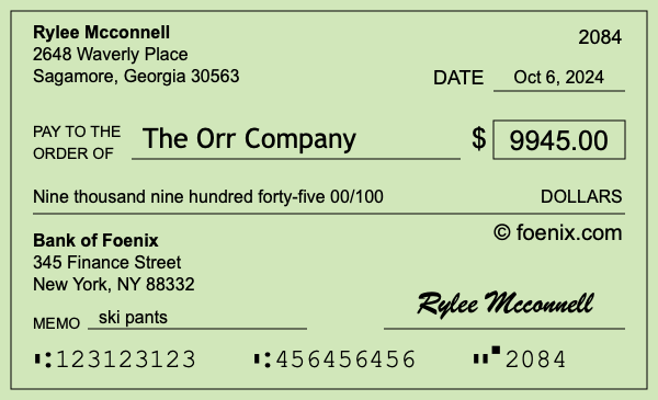How to write a check for $9,945