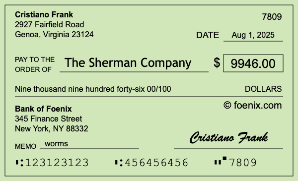 How to write a check for $9,946