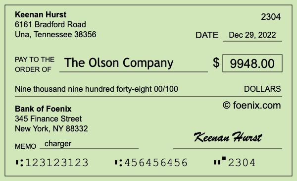 How to write a check for $9,948
