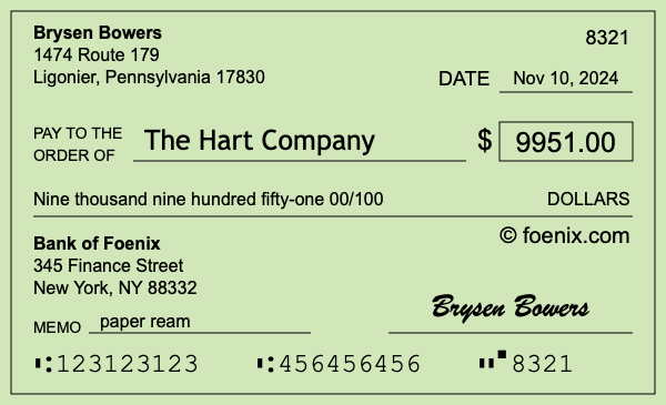 How to write a check for $9,951