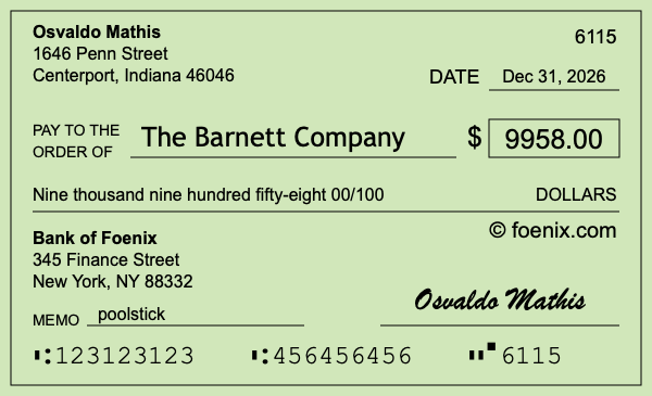 How to write a check for $9,958