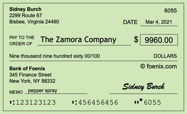How to write a check for $9,960