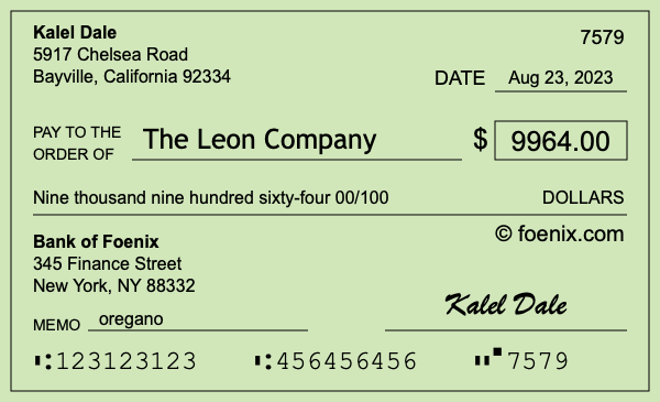 How to write a check for $9,964