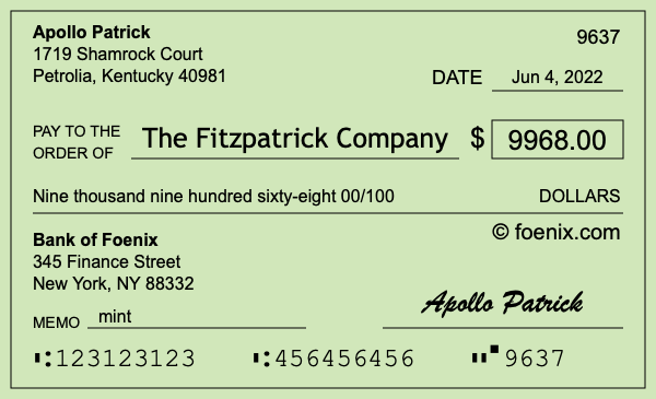 How to write a check for $9,968