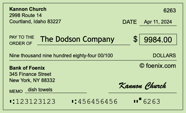 How to write a check for $9,984