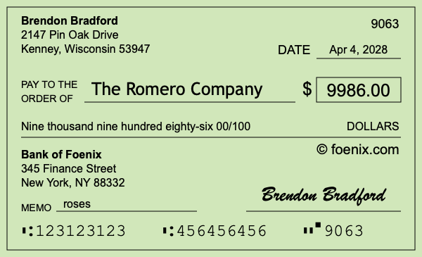 How to write a check for $9,986