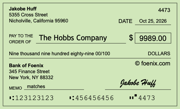 How to write a check for $9,989