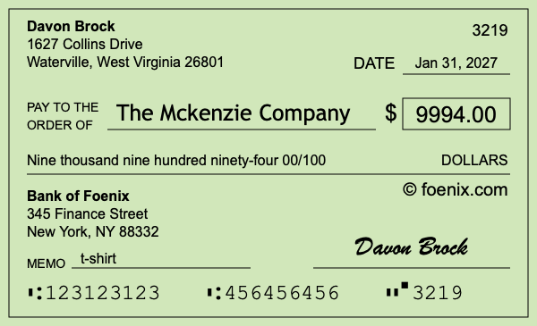 How to write a check for $9,994