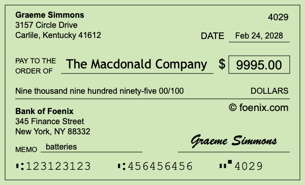 How to write a check for $9,995