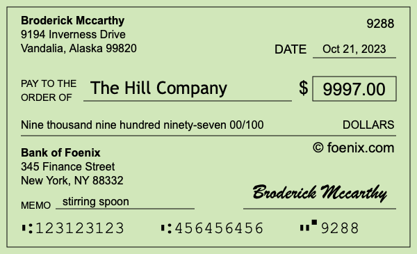How to write a check for $9,997